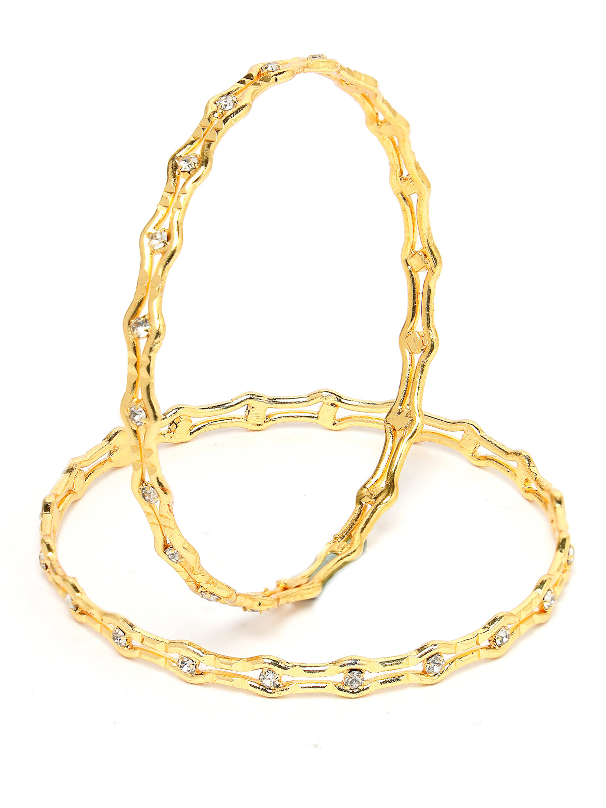 Sukkhi Decorative Gold Plated Golden AD Stones Thin Bracelet Bangle Set Jewellery for Women & Girls|Set of 2 Latest Design|Birthday Anniversary Gift for Women|B105956