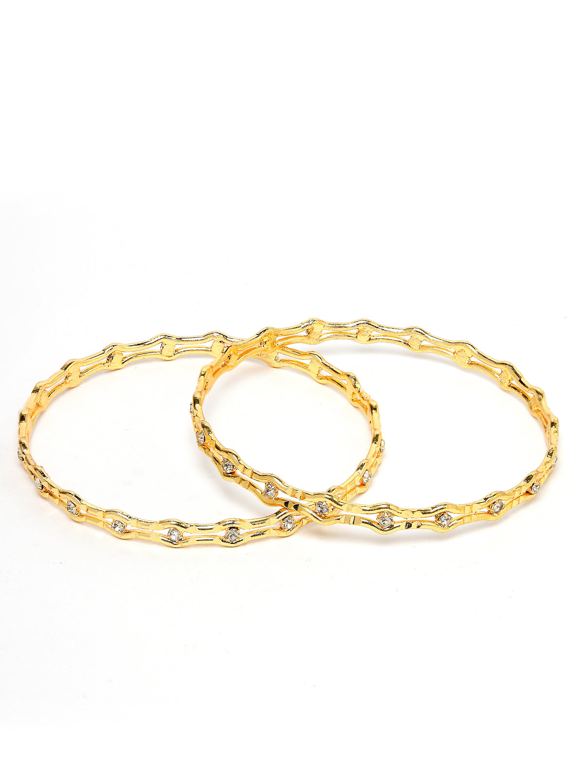 Sukkhi Decorative Gold Plated Golden AD Stones Thin Bracelet Bangle Set Jewellery for Women & Girls|Set of 2 Latest Design|Birthday Anniversary Gift for Women|B105956