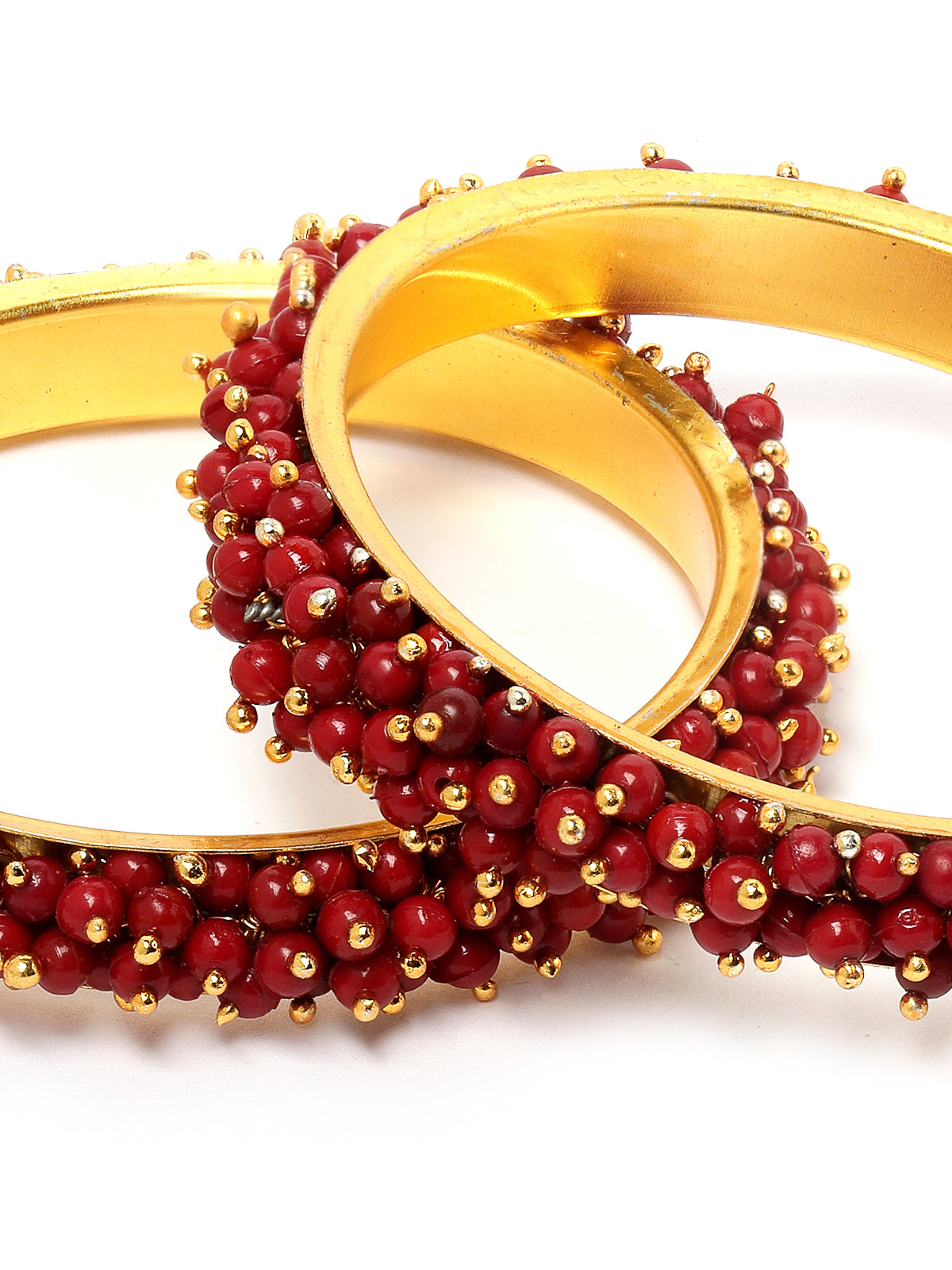 Sukkhi Attractive Gold Plated Maroon Beaded Broad Bracelet Bangle Set Jewellery for Women & Girls|Set of 2 Latest Design|Birthday Anniversary Gift for Women|B105957