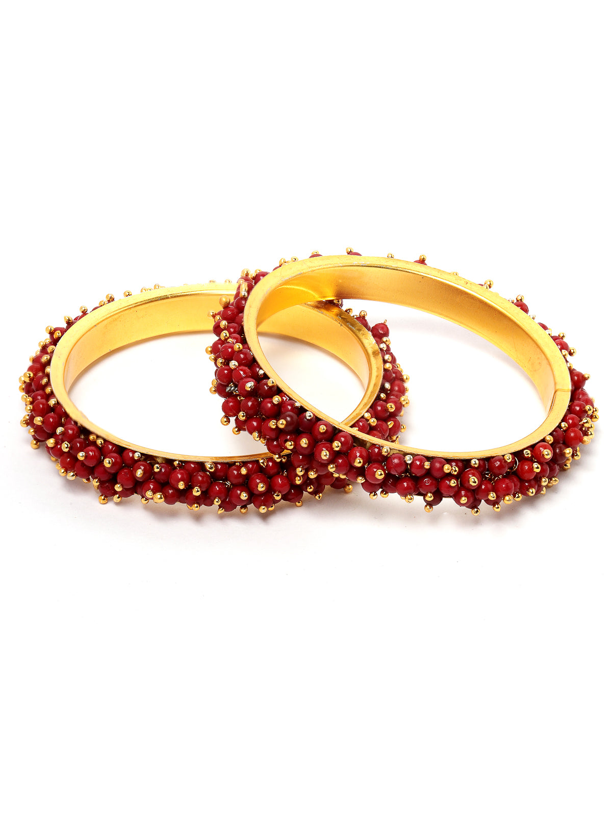 Sukkhi Attractive Gold Plated Maroon Beaded Broad Bracelet Bangle Set Jewellery for Women & Girls|Set of 2 Latest Design|Birthday Anniversary Gift for Women|B105957