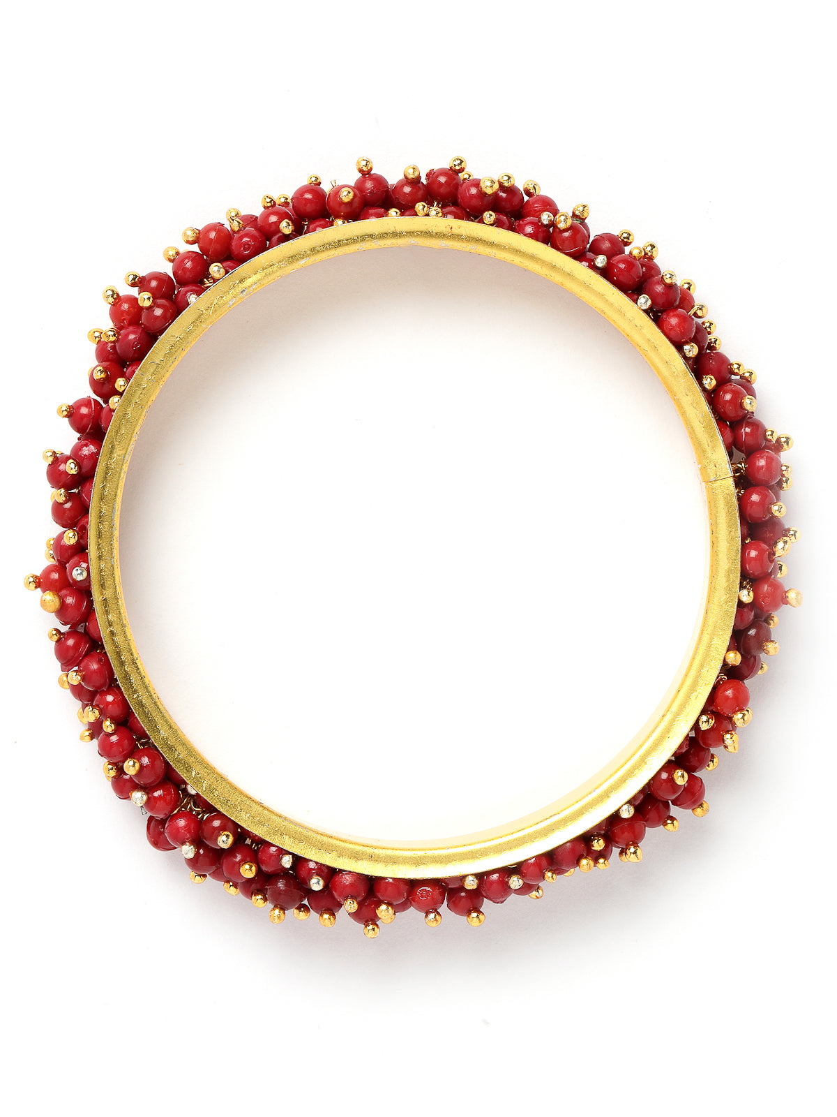 Sukkhi Attractive Gold Plated Maroon Beaded Broad Bracelet Bangle Set Jewellery for Women & Girls|Set of 2 Latest Design|Birthday Anniversary Gift for Women|B105957