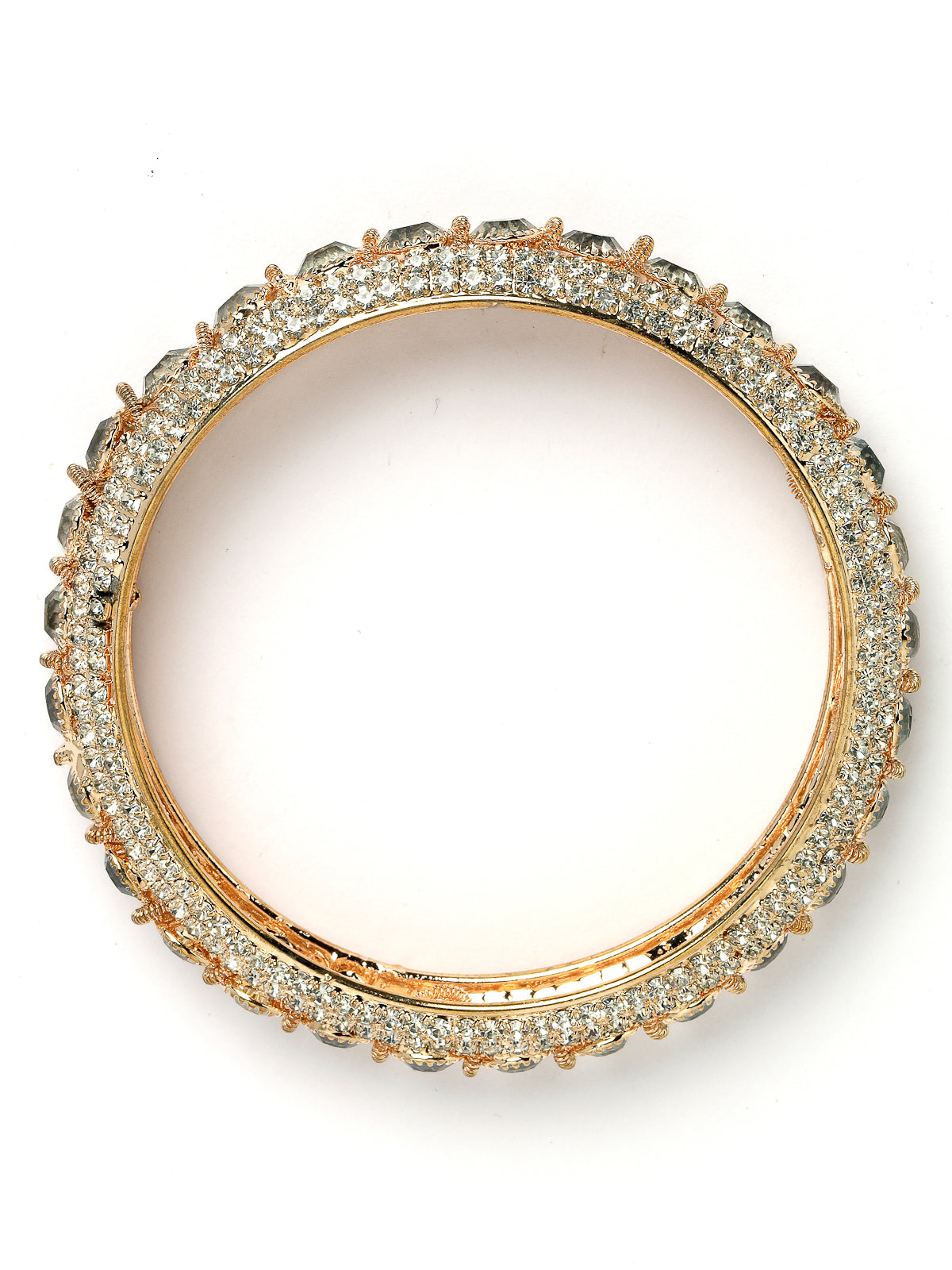 Sukkhi Charming Gold Plated White Crystals Stones Broad Bracelet Bangle Set Jewellery for Women & Girls|Set of 2 Latest Design|Birthday Anniversary Gift for Women|B105961