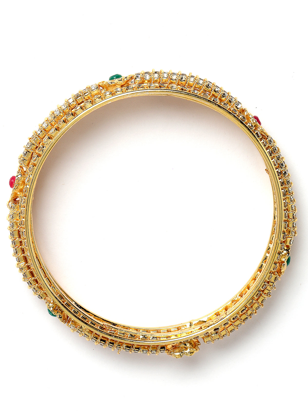 Sukkhi Sparkling Gold Plated Multicolor Crystals Stones Broad Bracelet Bangle Set Jewellery for Women & Girls|Set of 2 Latest Design|Birthday Anniversary Gift for Women|B105963