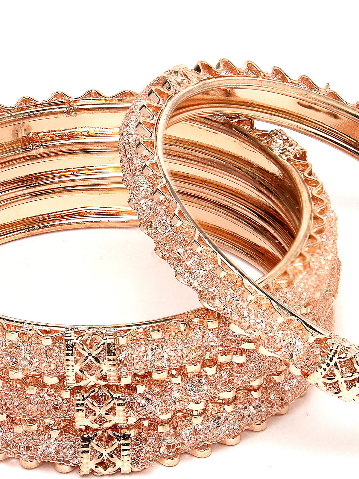 Sukkhi Stylish Gold Plated White Crystals Stones Studded Set of 4 Bracelet Bangle Set Jewellery for Women & Girls|Latest Design|Birthday Anniversary Gift for Women|B105965