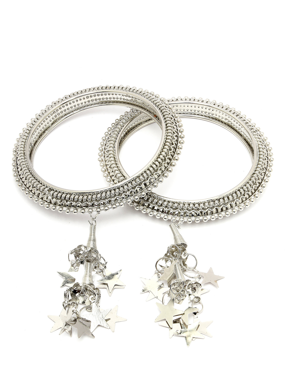 Sukkhi Impressive Classic Oxidised Rhodium Plated Star Hanging Silver Bracelet Bangle Set Jewellery for Women & Girls |Set of 2|B106012