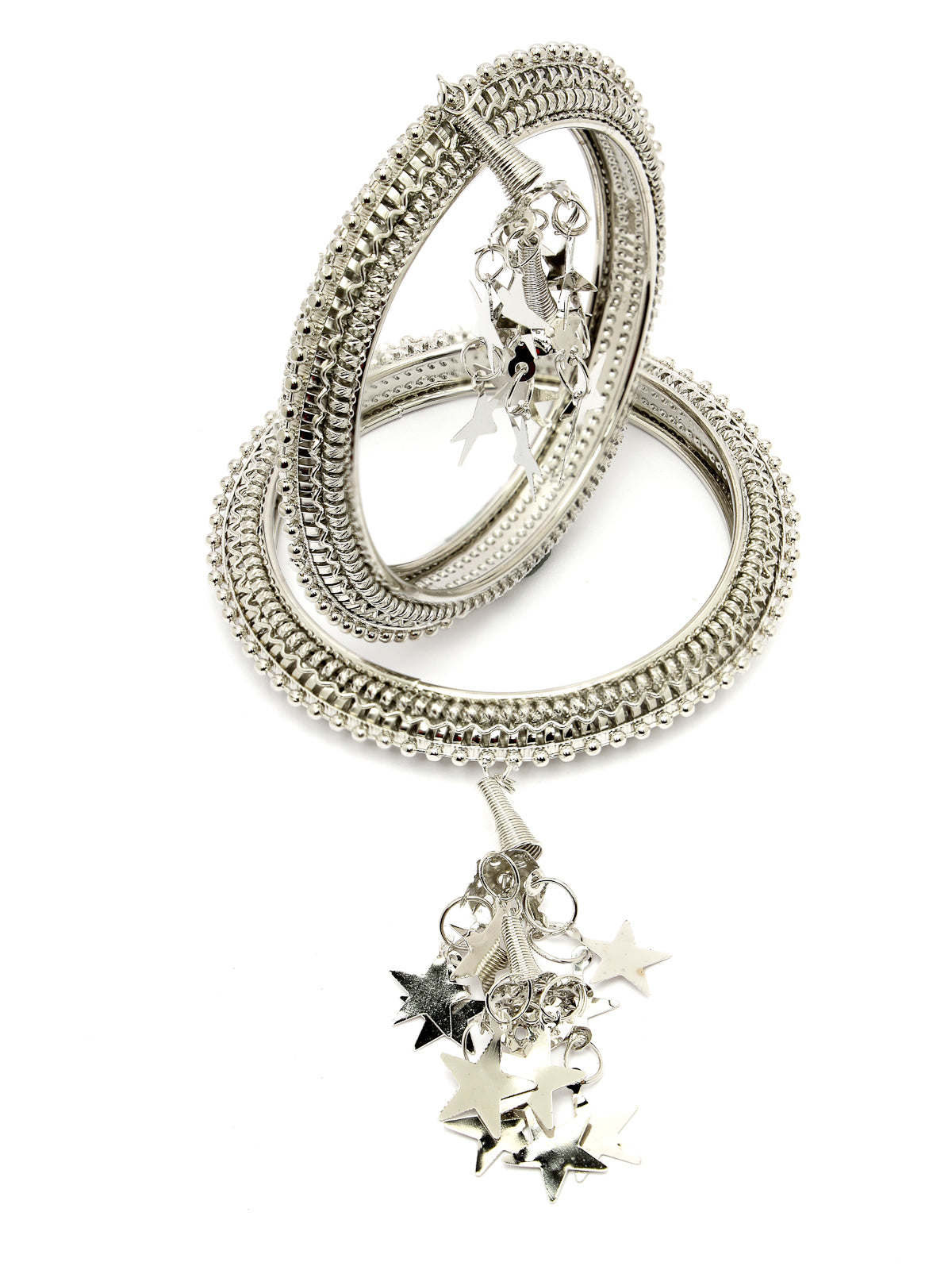 Sukkhi Impressive Classic Oxidised Rhodium Plated Star Hanging Silver Bracelet Bangle Set Jewellery for Women & Girls |Set of 2|B106012