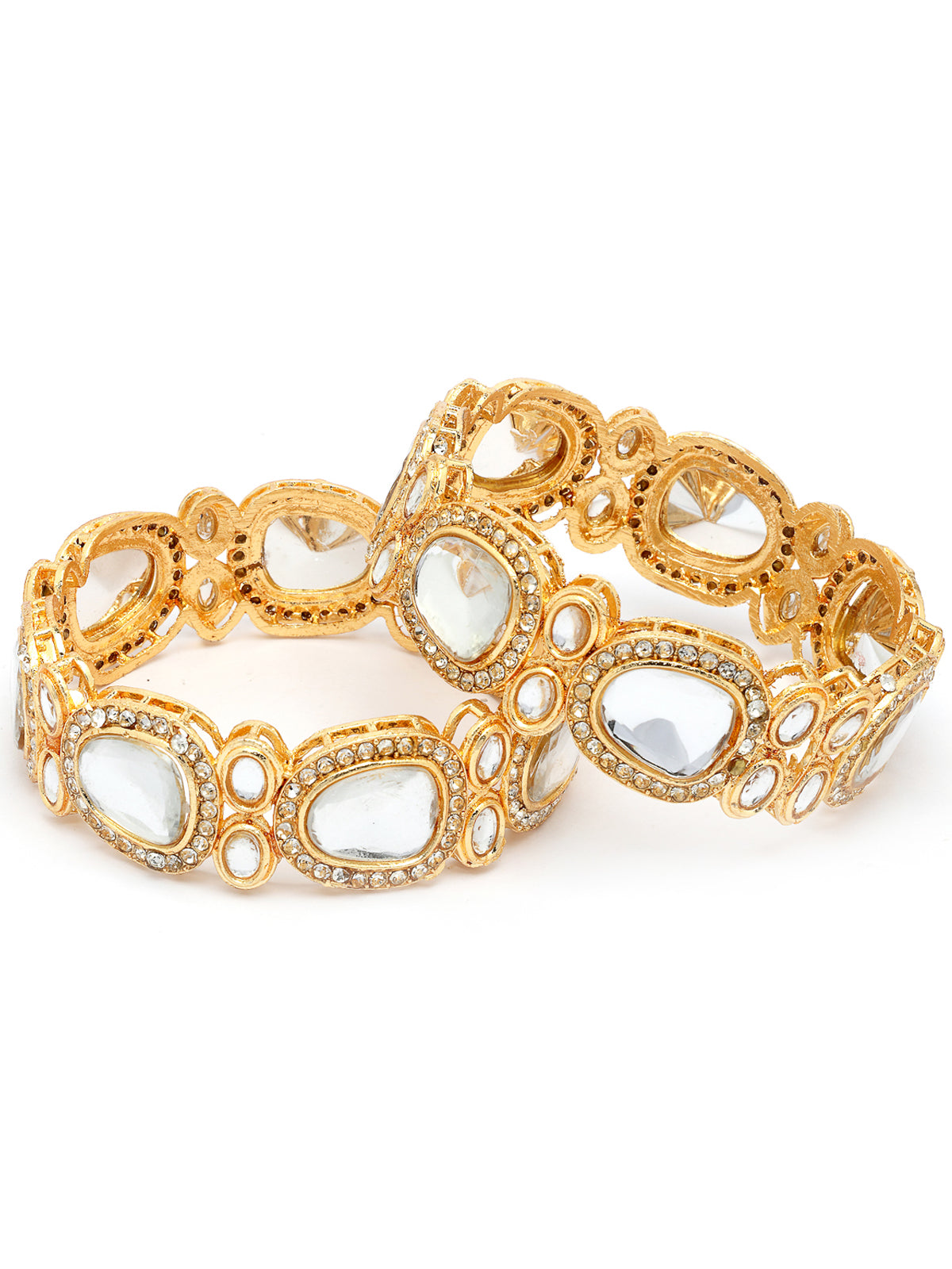 Sukkhi High-Class Stylish Fashion Design Gold Plated Kundan Studded Kada Bangle Jewellery For Women & Girls|Set of 2|Parineeti Chopra Inspired| B107292