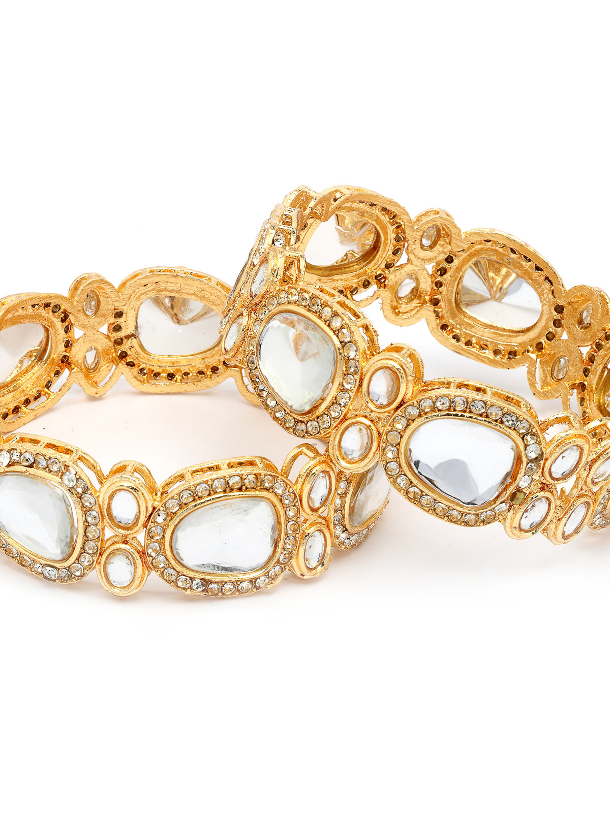Sukkhi High-Class Stylish Fashion Design Gold Plated Kundan Studded Kada Bangle Jewellery For Women & Girls|Set of 2|Parineeti Chopra Inspired| B107292