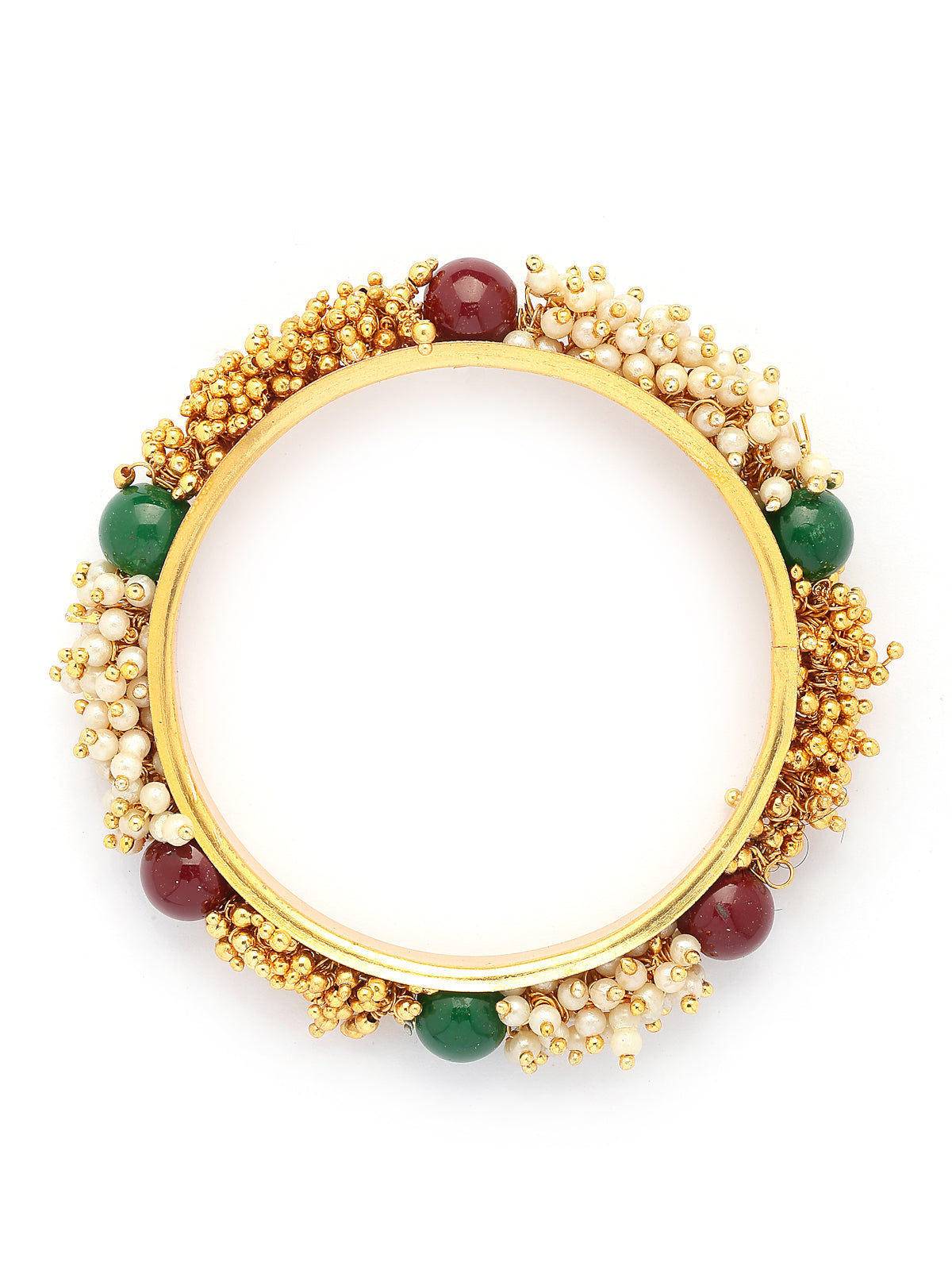 Sukkhi Fashion Traditional Gold Plated Pearls Studded Red Green Bangle Bracelet Jewellery for Women & Girls|Set of 2|B107293