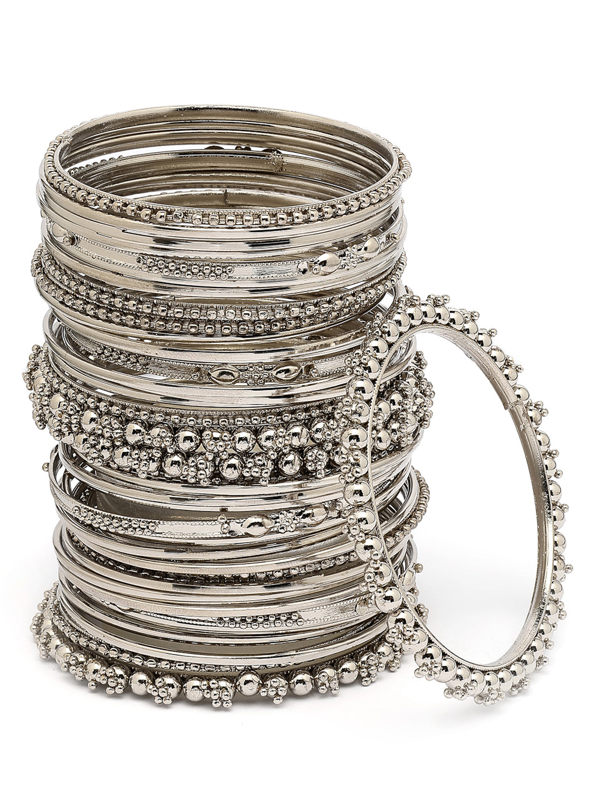 Sukkhi Impressive Oxidised Silver Plated Celebrity Inspired Bangle Jewellery For Women & Girls|Set of 40|B107295