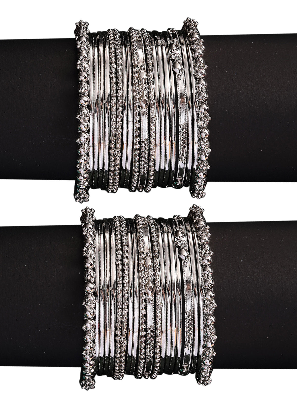 Sukkhi Impressive Oxidised Silver Plated Celebrity Inspired Bangle Jewellery For Women & Girls|Set of 40|B107299