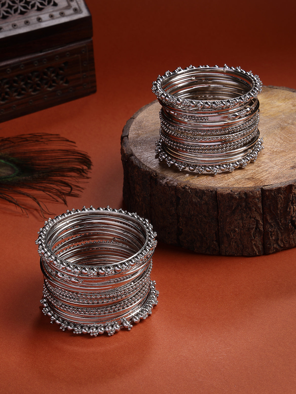 Sukkhi Impressive Oxidised Silver Plated Celebrity Inspired Bangle Jewellery For Women & Girls|Set of 40|B107299