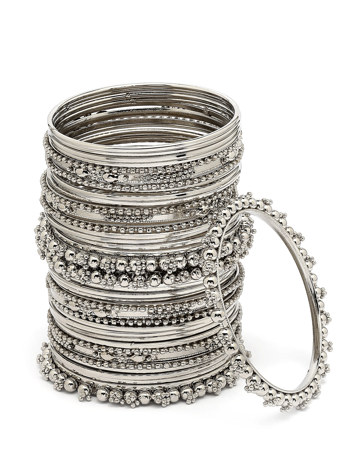 Sukkhi Impressive Oxidised Silver Plated Celebrity Inspired Bangle Jewellery For Women & Girls|Set of 40|B107299