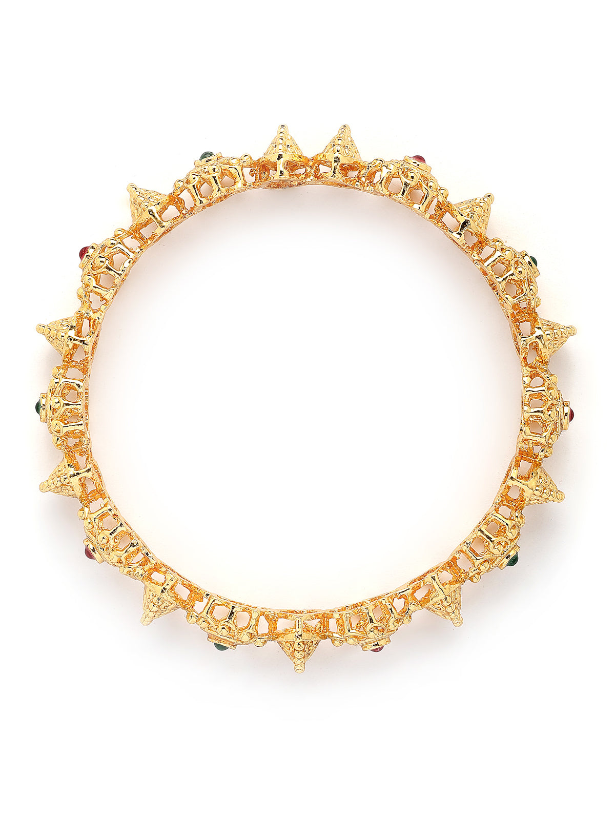 Sukkhi Unique Traditional Gold Plated Red Green Kada Bangle Set of 2 Jewellery For Women & Girls|B107301