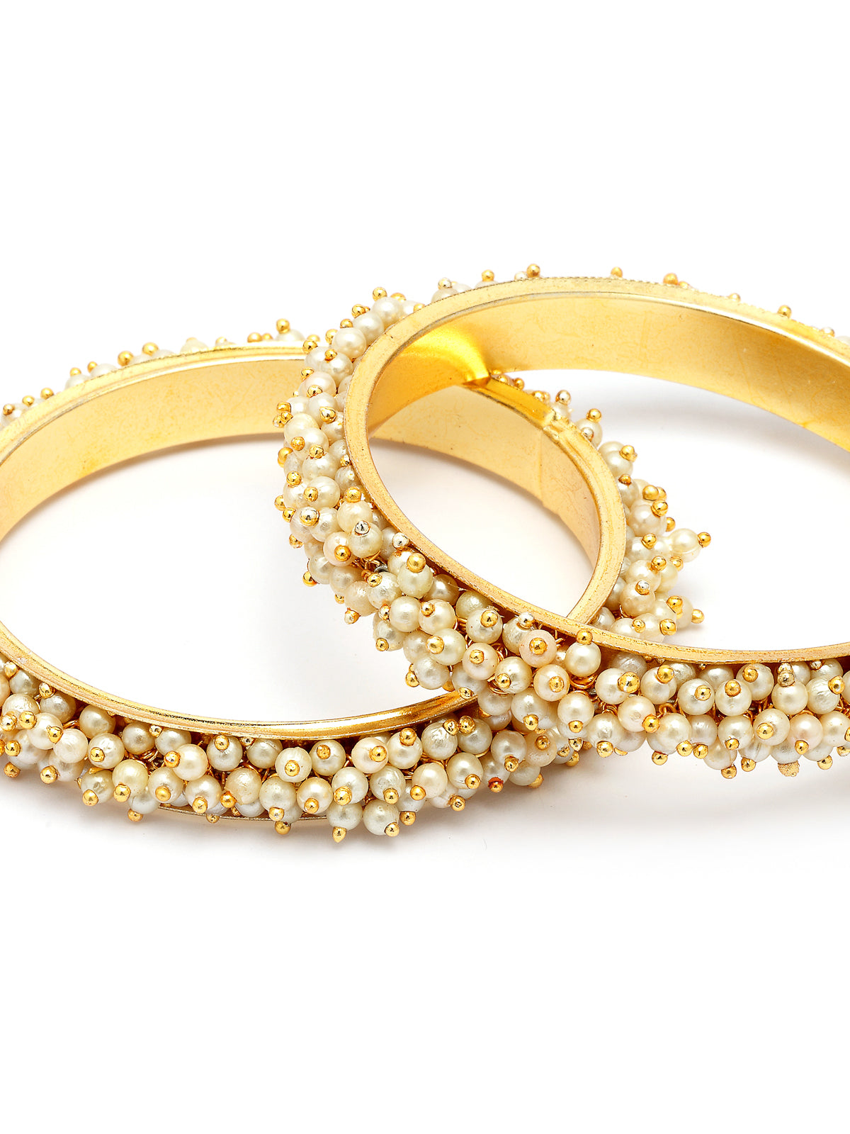 Sukkhi Graceful Stylish Gold Plated with Pearls Studded Kada Bangle Set of 2 Jewellery For Women & Girls|B107302