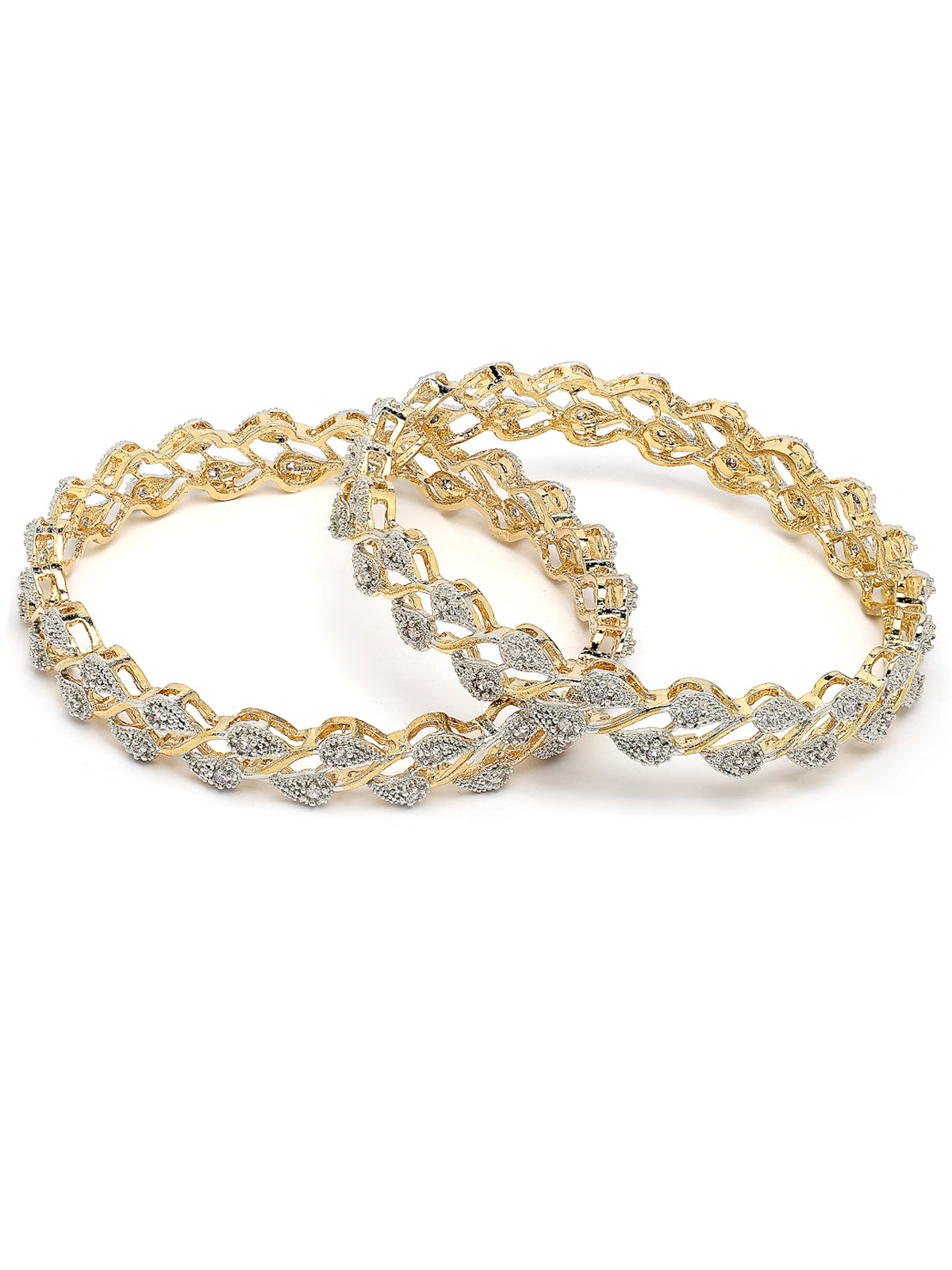 Sukkhi Charming Western Style Gold Plated with American Diamond Studded Bangle Jewellery For Women & Girls|Set of 2|B107303