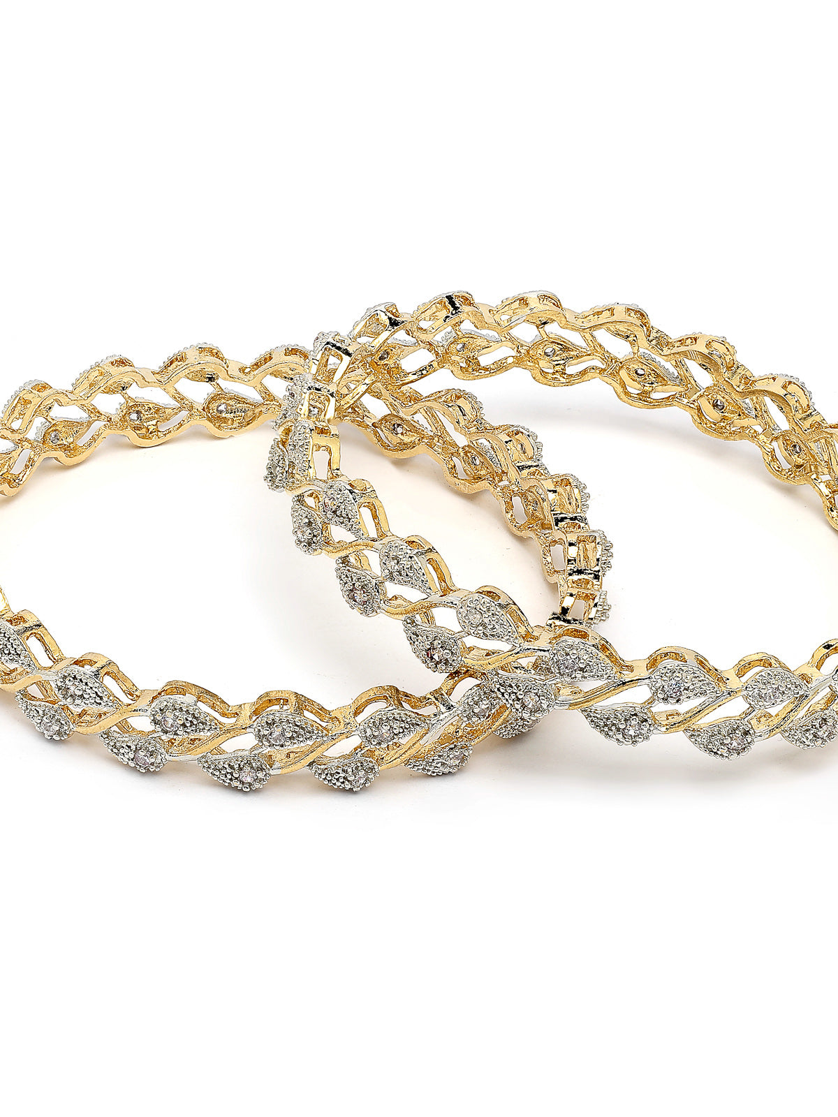 Sukkhi Charming Western Style Gold Plated with American Diamond Studded Bangle Jewellery For Women & Girls|Set of 2|B107303