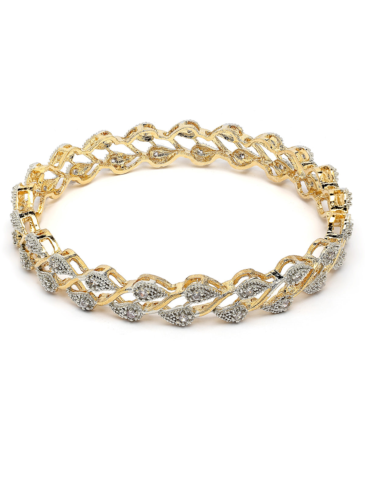 Sukkhi Charming Western Style Gold Plated with American Diamond Studded Bangle Jewellery For Women & Girls|Set of 2|B107303