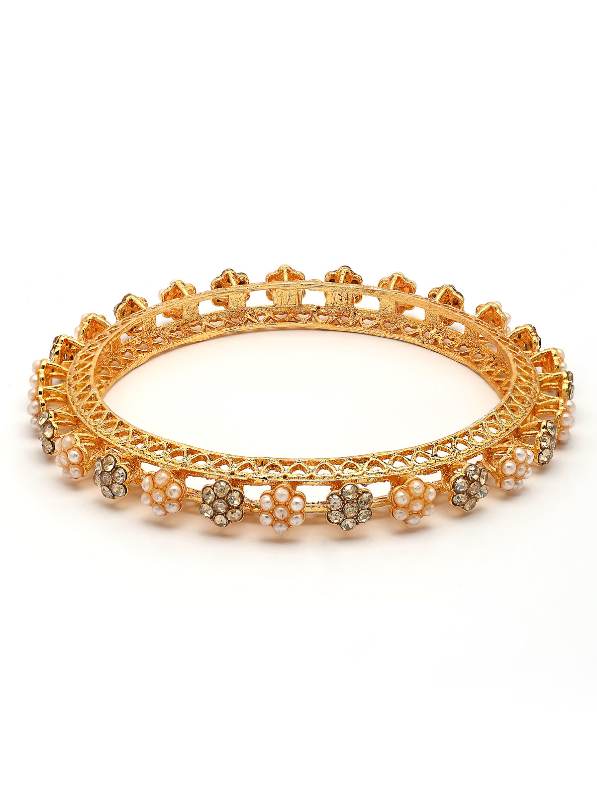 Sukkhi Traditional Latest Stylish Gold Plated AD Stones with Beads Kada Bangle Set for Women & Girls|Jewellery for Party, Wedding, and Festive Occasions for Women|2 Bangles|B107561