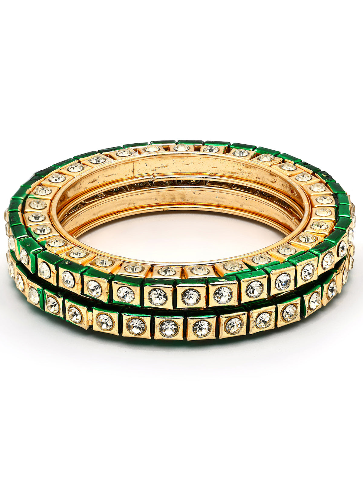 Sukkhi Ethnic Indian Stylish Gold Plated AD Stones with Meenakari Work Kada Bangle Set for Women & Girls|Jewellery for Party, Wedding, and Festive Occasions for Women|2 Bangles|B107562