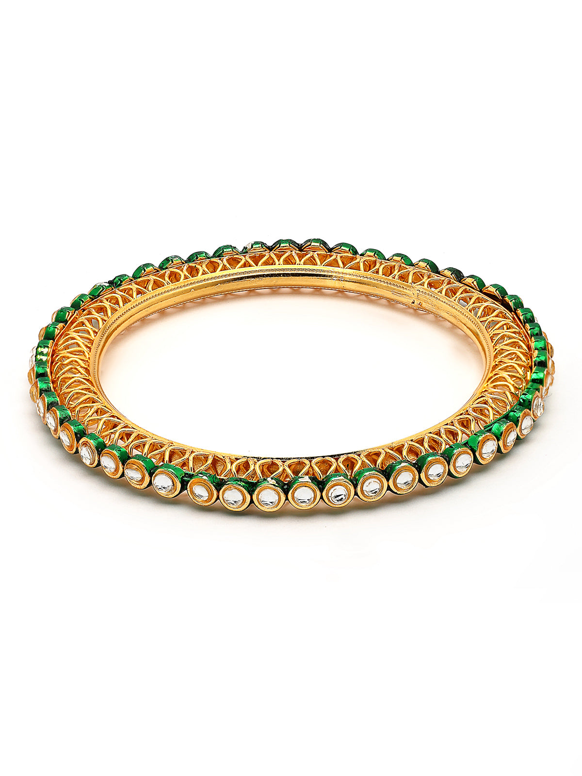 Sukkhi Beautiful Traditional Gold Plated AD Stones with Meenakari Work Kada Bangle Set for Women & Girls|Jewellery for Party, Wedding, and Festive Occasions for Women|4 Bangles|B107566