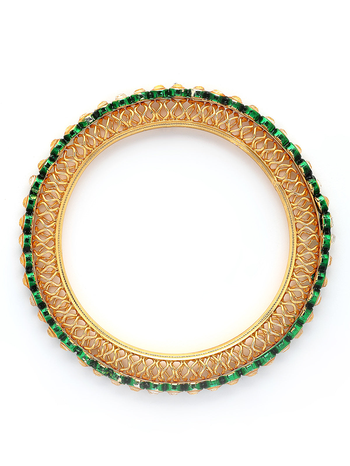 Sukkhi Beautiful Traditional Gold Plated AD Stones with Meenakari Work Kada Bangle Set for Women & Girls|Jewellery for Party, Wedding, and Festive Occasions for Women|4 Bangles|B107566