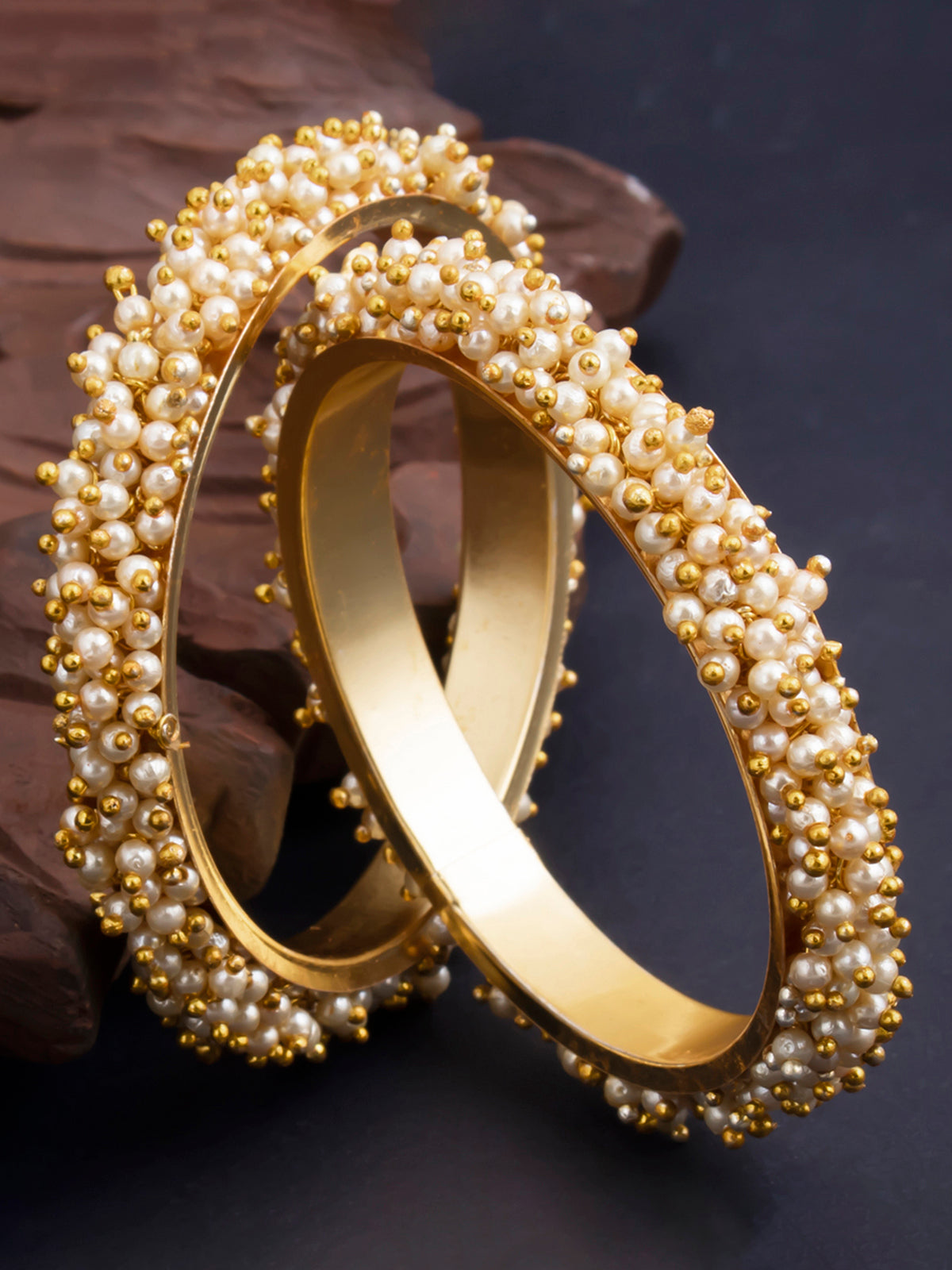 Sukkhi Ravishing Gold Plated Pearl Bangle Set of 2 for Women B71797GLDPKR092017