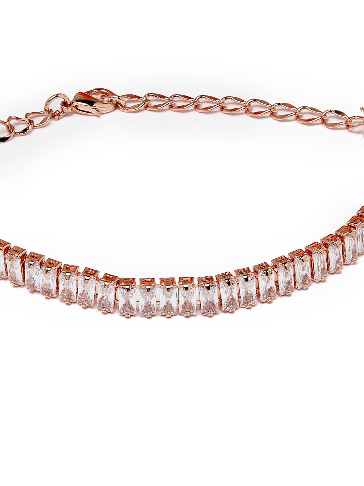 Studio Sukkhi Gleaming American Diamond Baguette Stone Studded Rose Gold Plated Adjustable Free Size Bracelet for Women And Girls (BC104761) BC104761