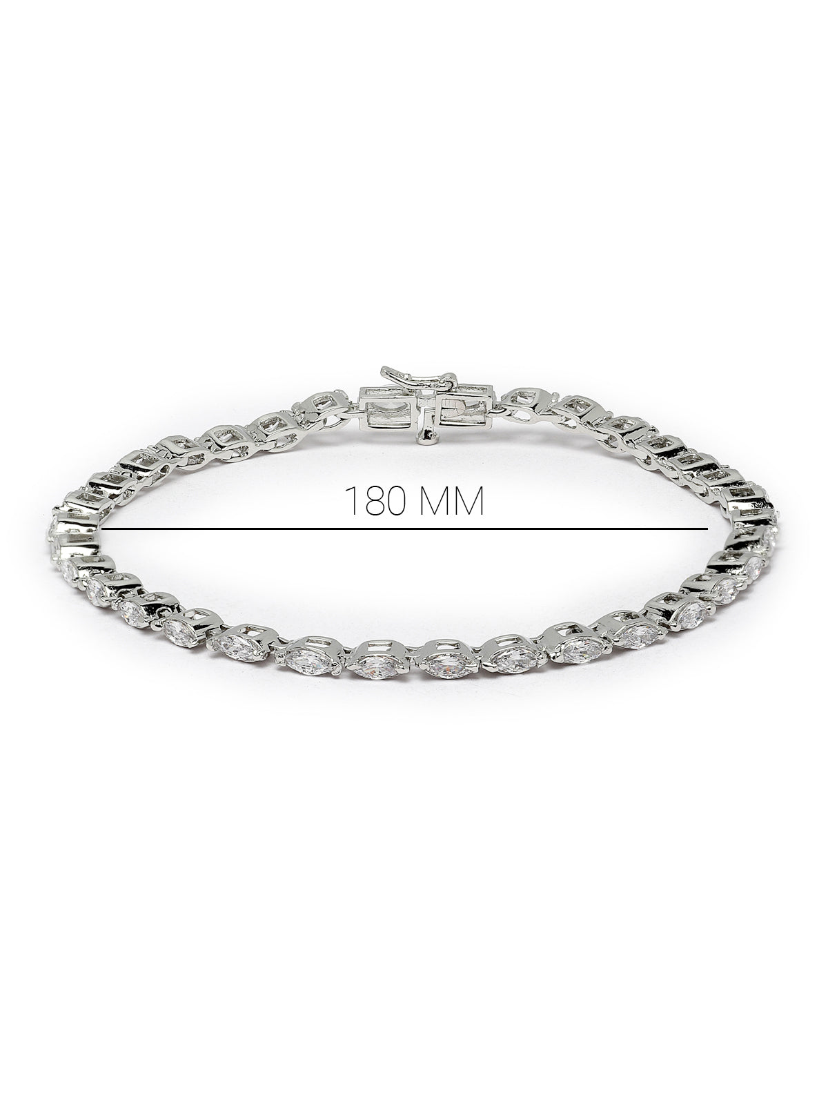 Pissara by Sukkhi Creative Designer 925 Sterling Silver Marquise Shaped Cubic Zirconia Tennis Bracelets For Women & Girls|with Authenticity Certificate, 925 Stamp & 6 Months Warranty BC105067