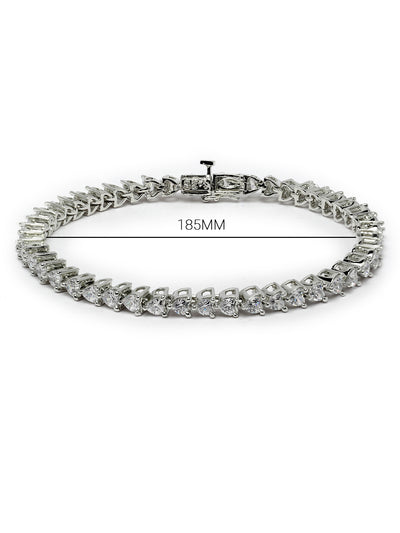 Pissara by Sukkhi Modern 925 Sterling Silver Heart Shaped Cubic Zirconia Tennis Bracelets For Women & Girls|with Authenticity Certificate, 925 Stamp & 6 Months Warranty BC105068