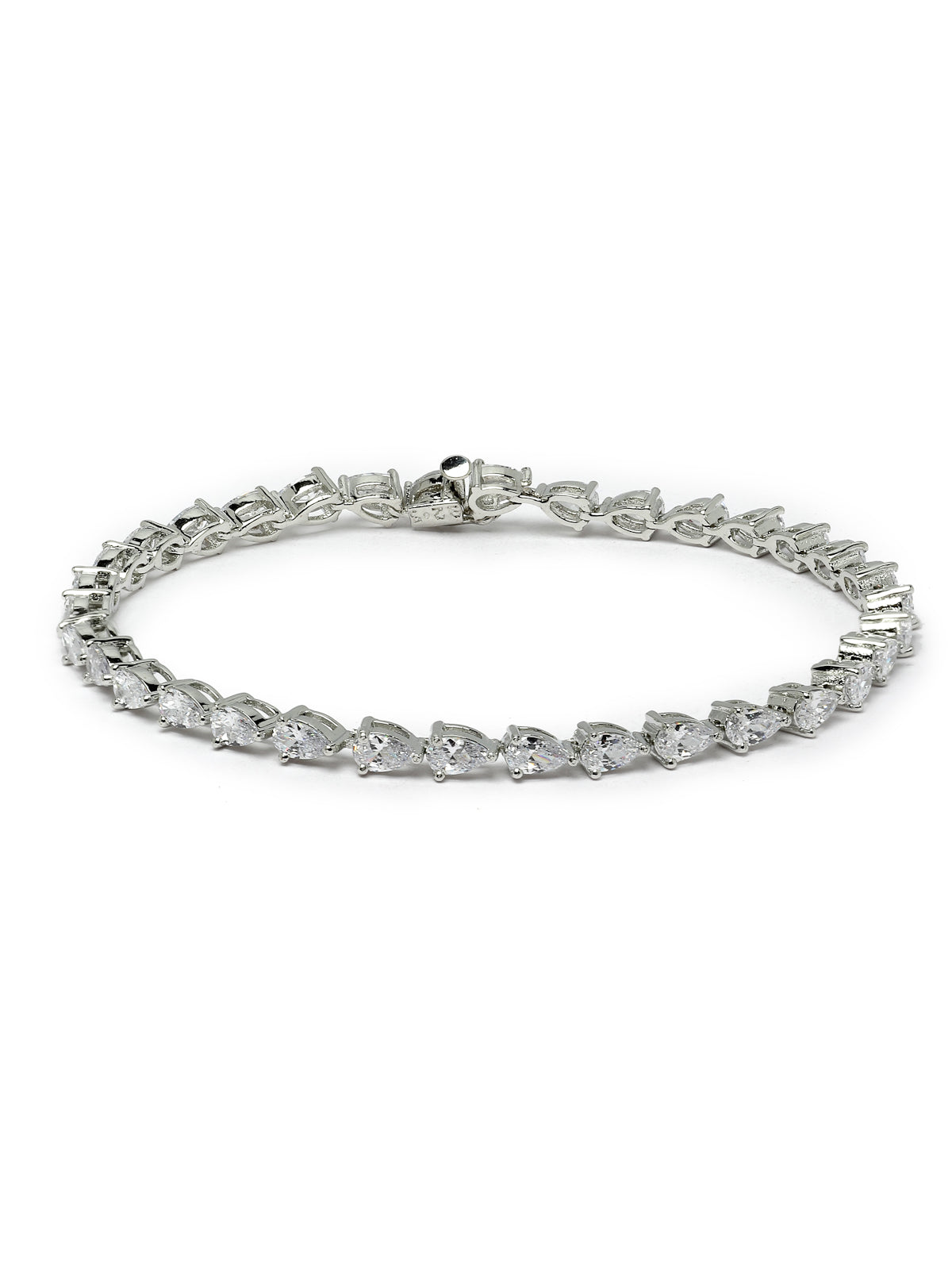 Pissara by Sukkhi Elegant 925 Sterling Silver Pear Shaped Cubic Zirconia Tennis Bracelets For Women & Girls|with Authenticity Certificate, 925 Stamp & 6 Months Warranty BC105069