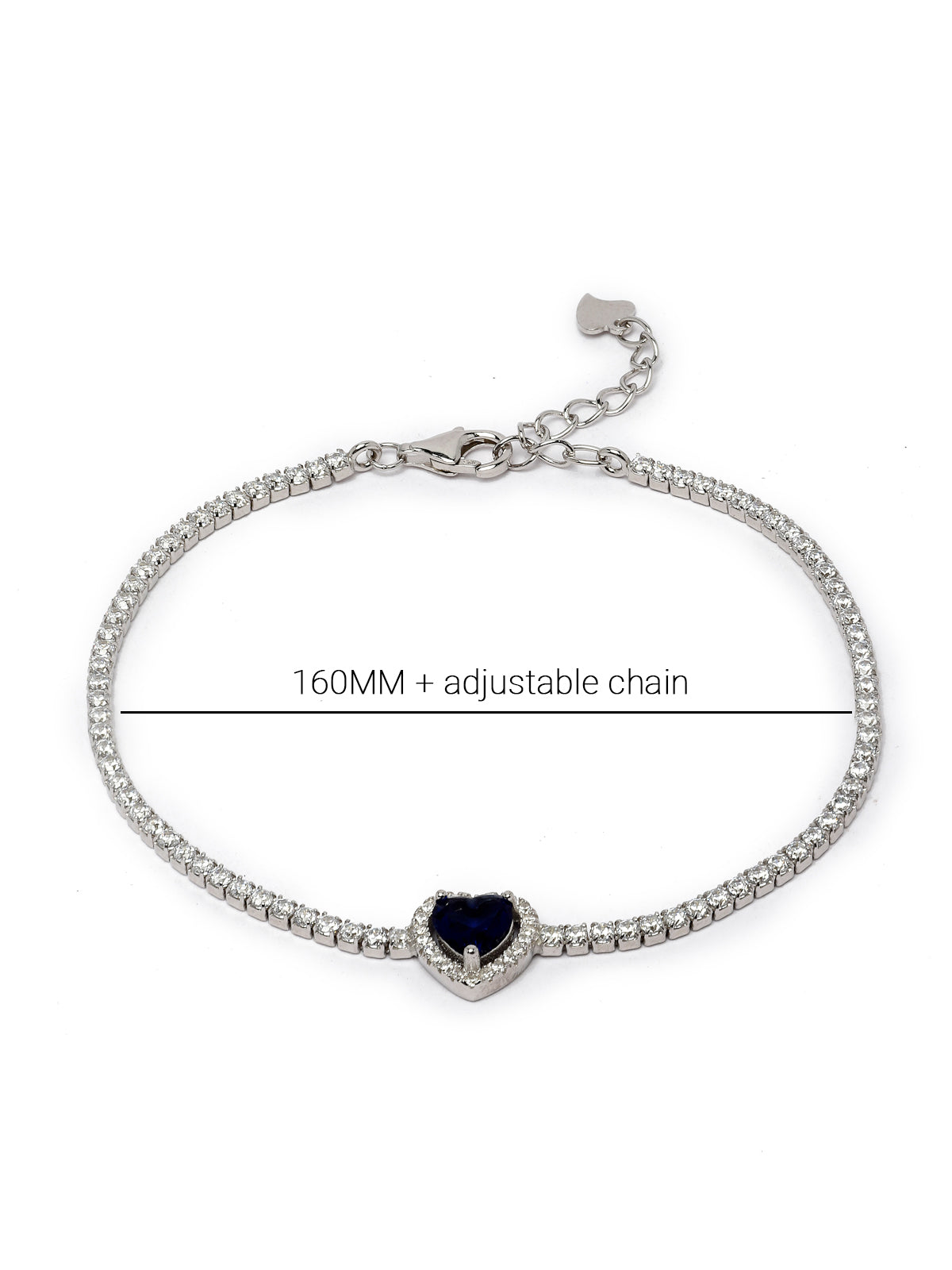 Pissara by Sukkhi Delightful 925 Sterling Silver Heart Shaped Cubic Zirconia Charm Bracelets For Women & Girls|with Authenticity Certificate, 925 Stamp & 6 Months Warranty BC105070