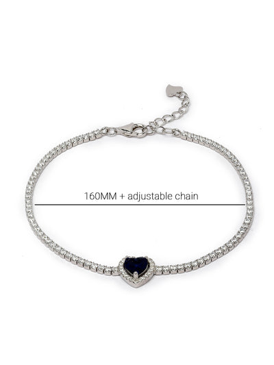 Pissara by Sukkhi Delightful 925 Sterling Silver Heart Shaped Cubic Zirconia Charm Bracelets For Women & Girls|with Authenticity Certificate, 925 Stamp & 6 Months Warranty BC105070