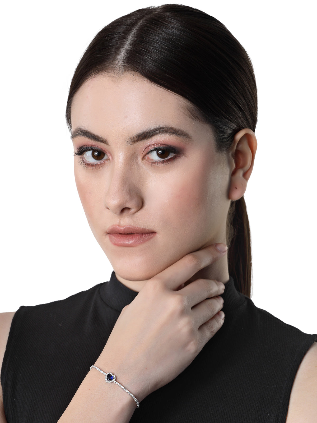 Pissara by Sukkhi Delightful 925 Sterling Silver Heart Shaped Cubic Zirconia Charm Bracelets For Women & Girls|with Authenticity Certificate, 925 Stamp & 6 Months Warranty BC105070