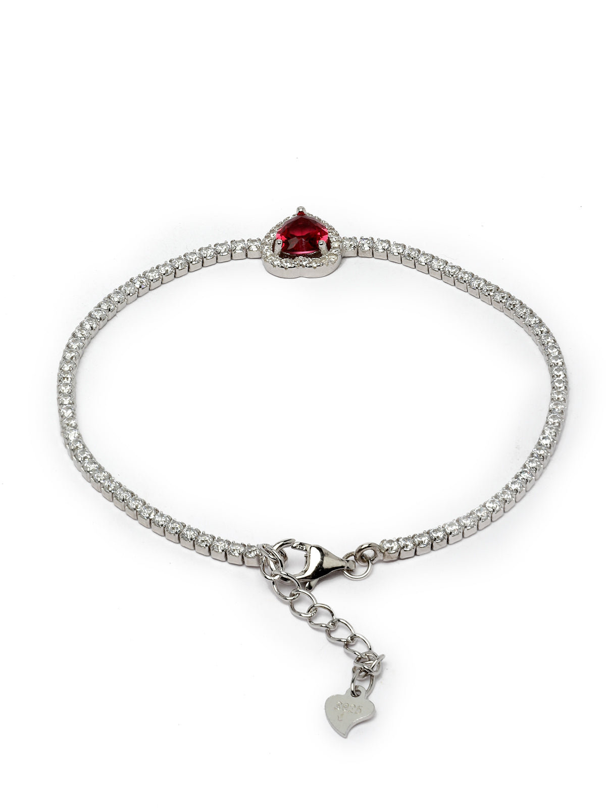 Pissara by Sukkhi Delightful 925 Sterling Silver Heart Shaped Cubic Zirconia Charm Bracelets For Women & Girls|with Authenticity Certificate, 925 Stamp & 6 Months Warranty BC105071