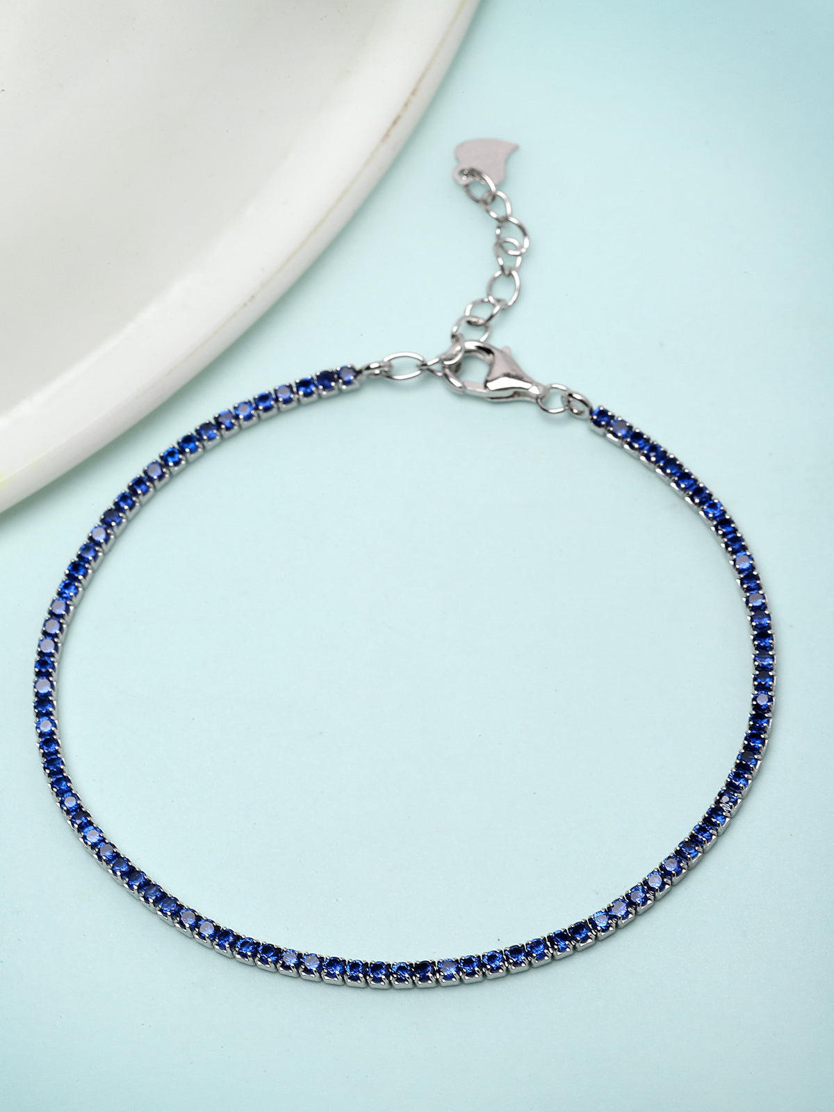 Pissara by Sukkhi Stylish 925 Sterling Silver Square Shaped Cubic Zirconia Tennis Bracelets For Women & Girls|with Authenticity Certificate, 925 Stamp & 6 Months Warranty BC105073