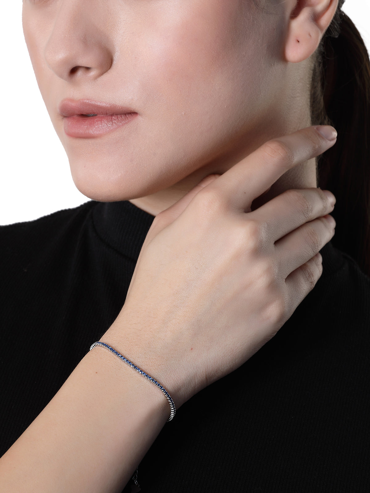 Pissara by Sukkhi Stylish 925 Sterling Silver Square Shaped Cubic Zirconia Tennis Bracelets For Women & Girls|with Authenticity Certificate, 925 Stamp & 6 Months Warranty BC105073