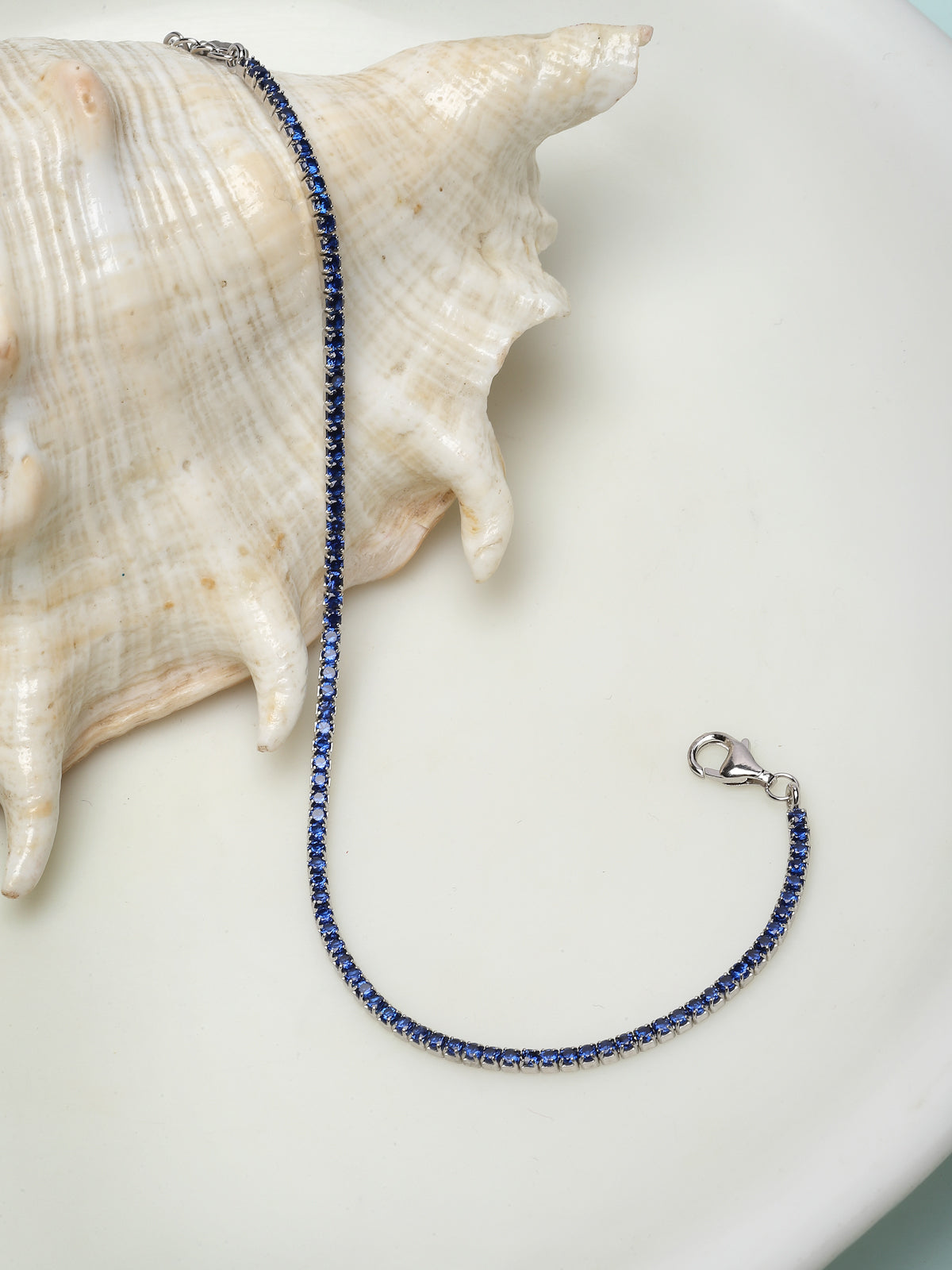 Pissara by Sukkhi Stylish 925 Sterling Silver Square Shaped Cubic Zirconia Tennis Bracelets For Women & Girls|with Authenticity Certificate, 925 Stamp & 6 Months Warranty BC105073