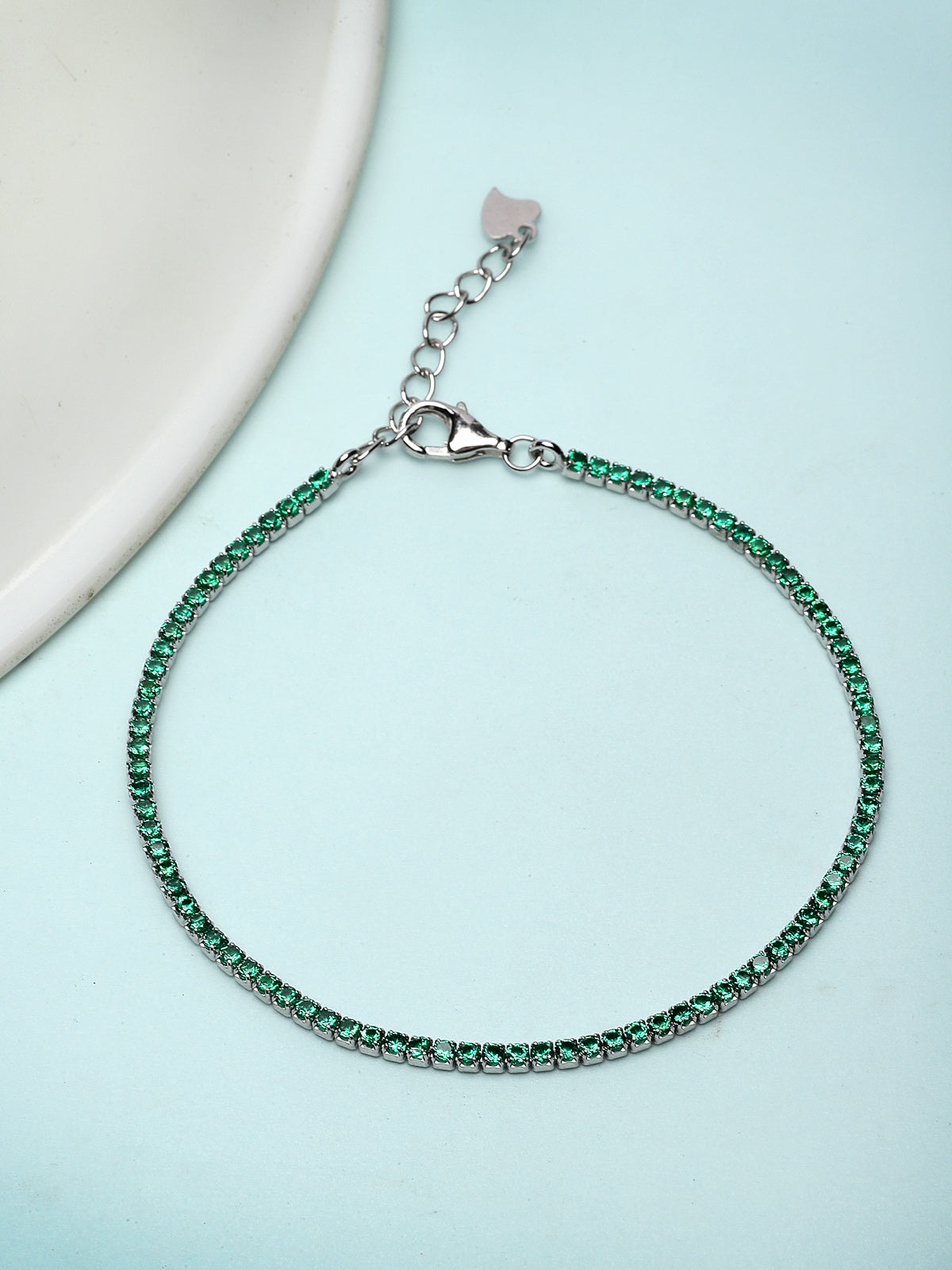 Pissara by Sukkhi Stylish 925 Sterling Silver Square Shaped Cubic Zirconia Tennis Bracelets For Women & Girls|with Authenticity Certificate, 925 Stamp & 6 Months Warranty BC105074