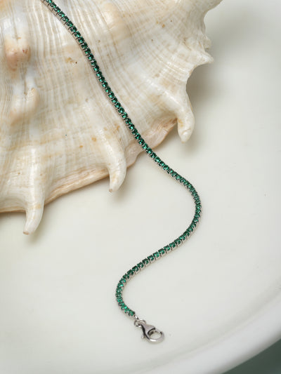 Pissara by Sukkhi Stylish 925 Sterling Silver Square Shaped Cubic Zirconia Tennis Bracelets For Women & Girls|with Authenticity Certificate, 925 Stamp & 6 Months Warranty BC105074