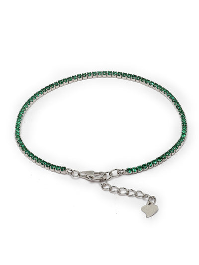 Pissara by Sukkhi Stylish 925 Sterling Silver Square Shaped Cubic Zirconia Tennis Bracelets For Women & Girls|with Authenticity Certificate, 925 Stamp & 6 Months Warranty BC105074