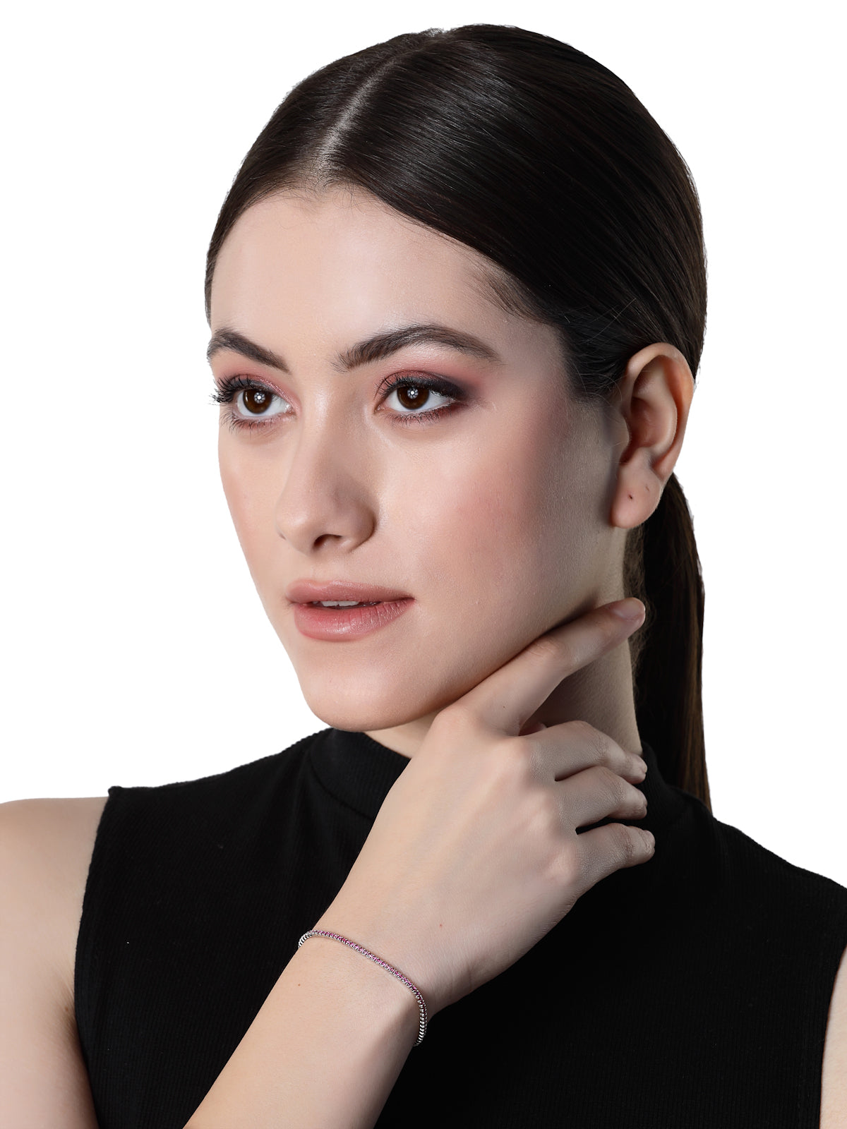 Pissara by Sukkhi Stylish 925 Sterling Silver Square Shaped Cubic Zirconia Tennis Bracelets For Women & Girls|with Authenticity Certificate, 925 Stamp & 6 Months Warranty BC105075