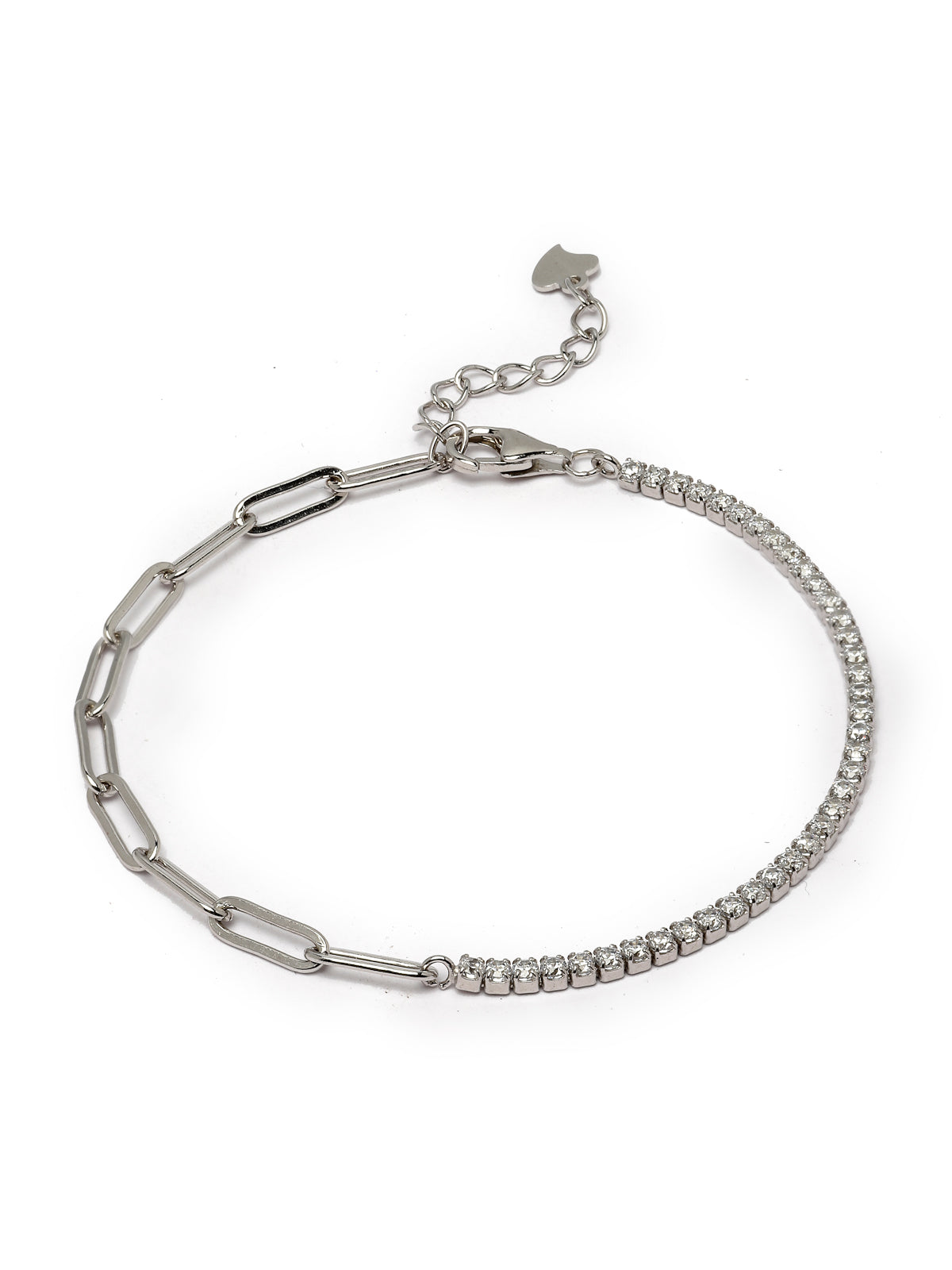 Pissara by Sukkhi Creative Design 925 Sterling Silver Square Shaped Cubic Zirconia Charm Bracelets For Women & Girls|with Authenticity Certificate, 925 Stamp & 6 Months Warranty BC105077