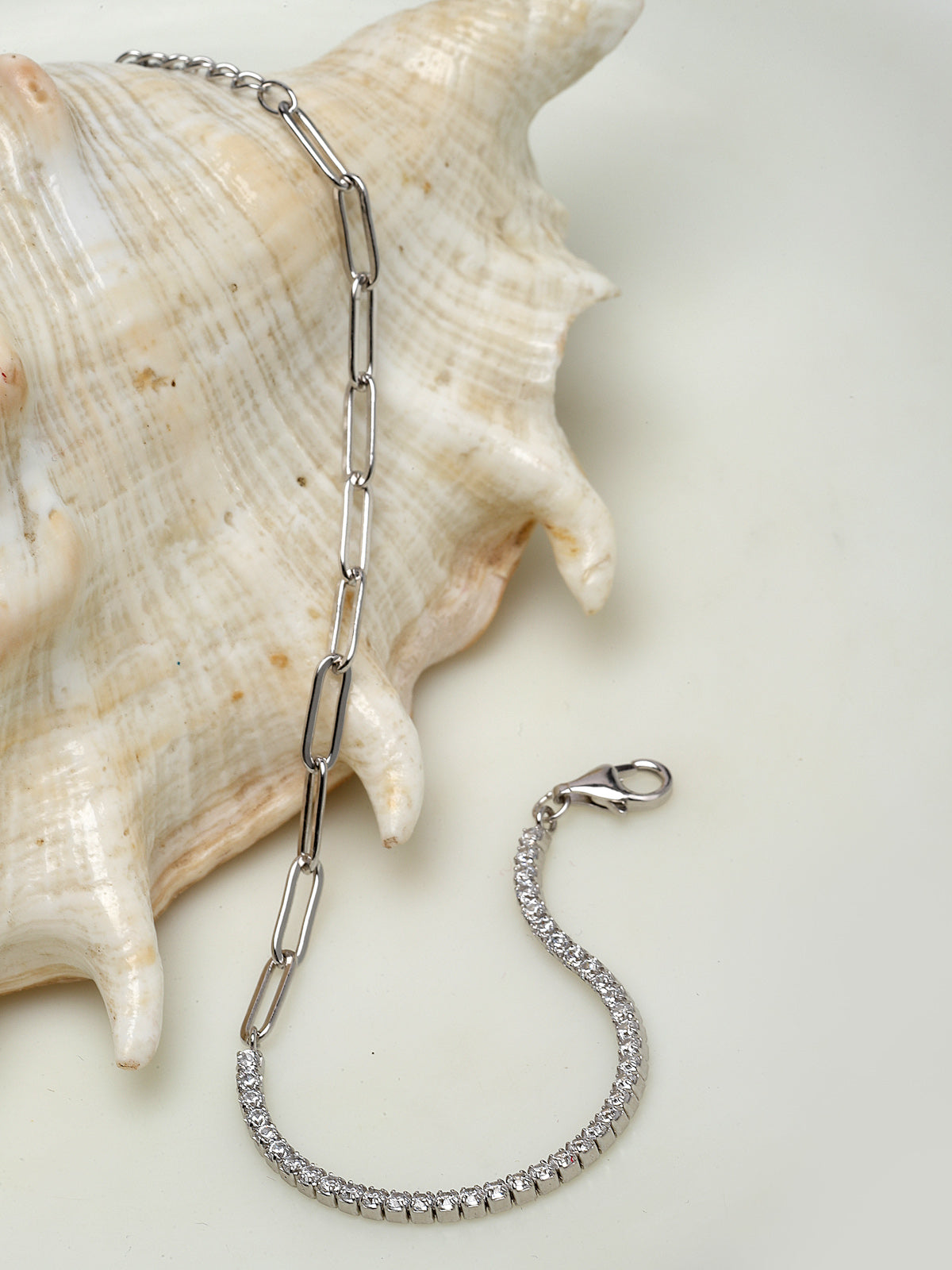 Pissara by Sukkhi Creative Design 925 Sterling Silver Square Shaped Cubic Zirconia Charm Bracelets For Women & Girls|with Authenticity Certificate, 925 Stamp & 6 Months Warranty BC105077