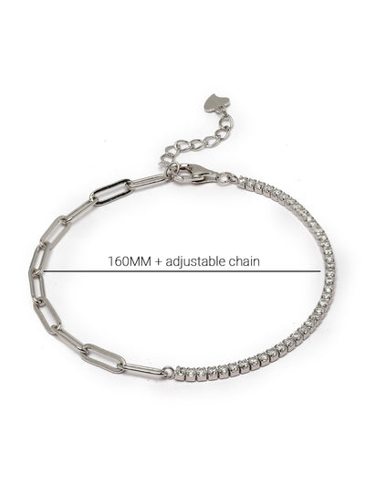 Pissara by Sukkhi Creative Design 925 Sterling Silver Square Shaped Cubic Zirconia Charm Bracelets For Women & Girls|with Authenticity Certificate, 925 Stamp & 6 Months Warranty BC105077