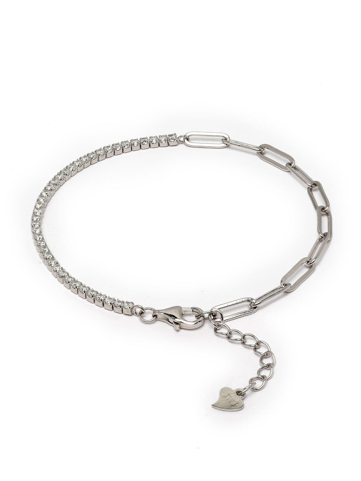 Pissara by Sukkhi Creative Design 925 Sterling Silver Square Shaped Cubic Zirconia Charm Bracelets For Women & Girls|with Authenticity Certificate, 925 Stamp & 6 Months Warranty BC105077