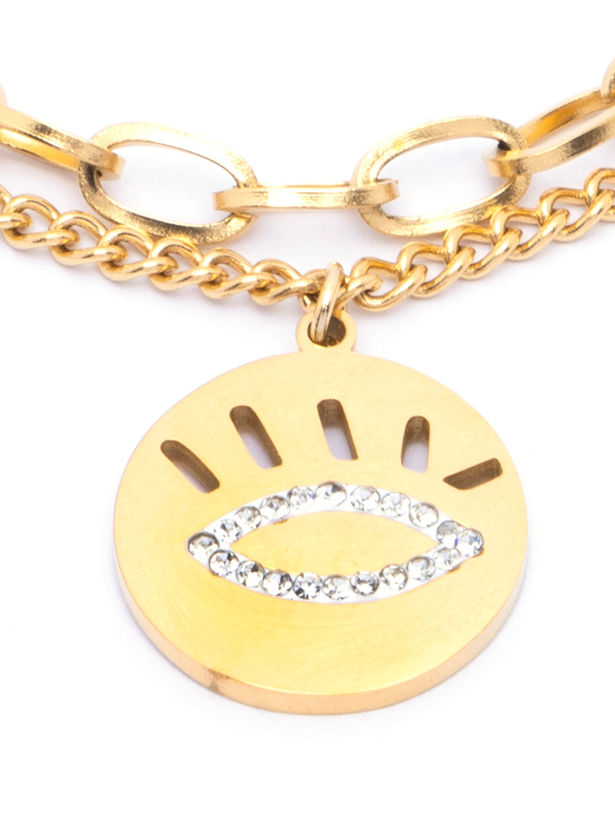 Scintillare By Sukkhi Evil Eye 18kGold Plated with Stainless Steel Charm Adjustable Bracelet Jewellery for Women & Girls|Anti Tarnish Jewellery|Gifts for Wife Girlfriend Mother Sister|BC107072