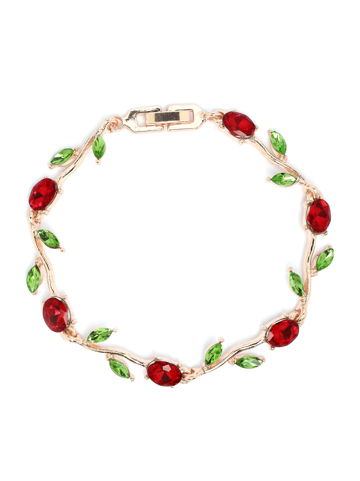 Scintillare By Sukkhi Creative Leaf Shaped Rose Gold Plated Crystal Stones Studded Multicolor Bracelet Bangle Jewellery for Women & Girls|Perfect for All Festive Occasions|BC107115