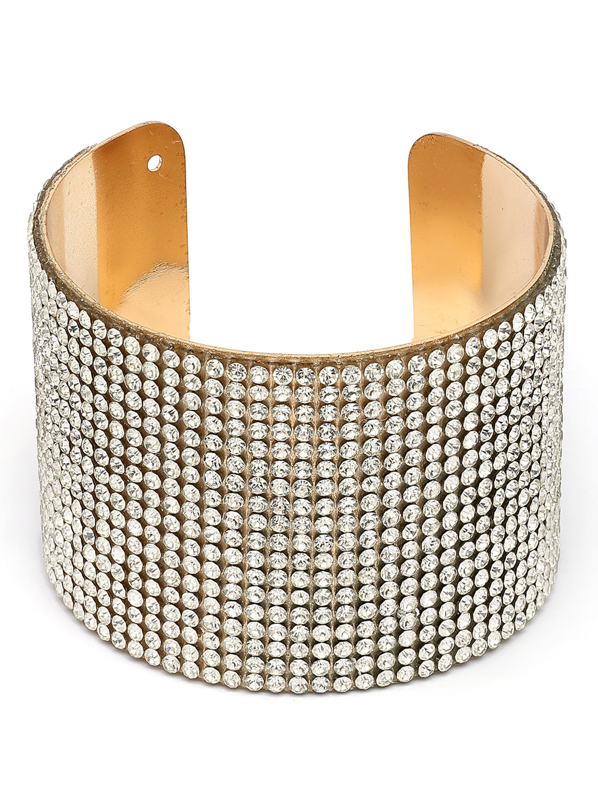 Scintillare By Sukkhi Delicate Fashionable Gold Plated Crystal Diamond Studded Broad Cuff Kada Bangle Bracelet Jewellery for Women & Girls|BC107122