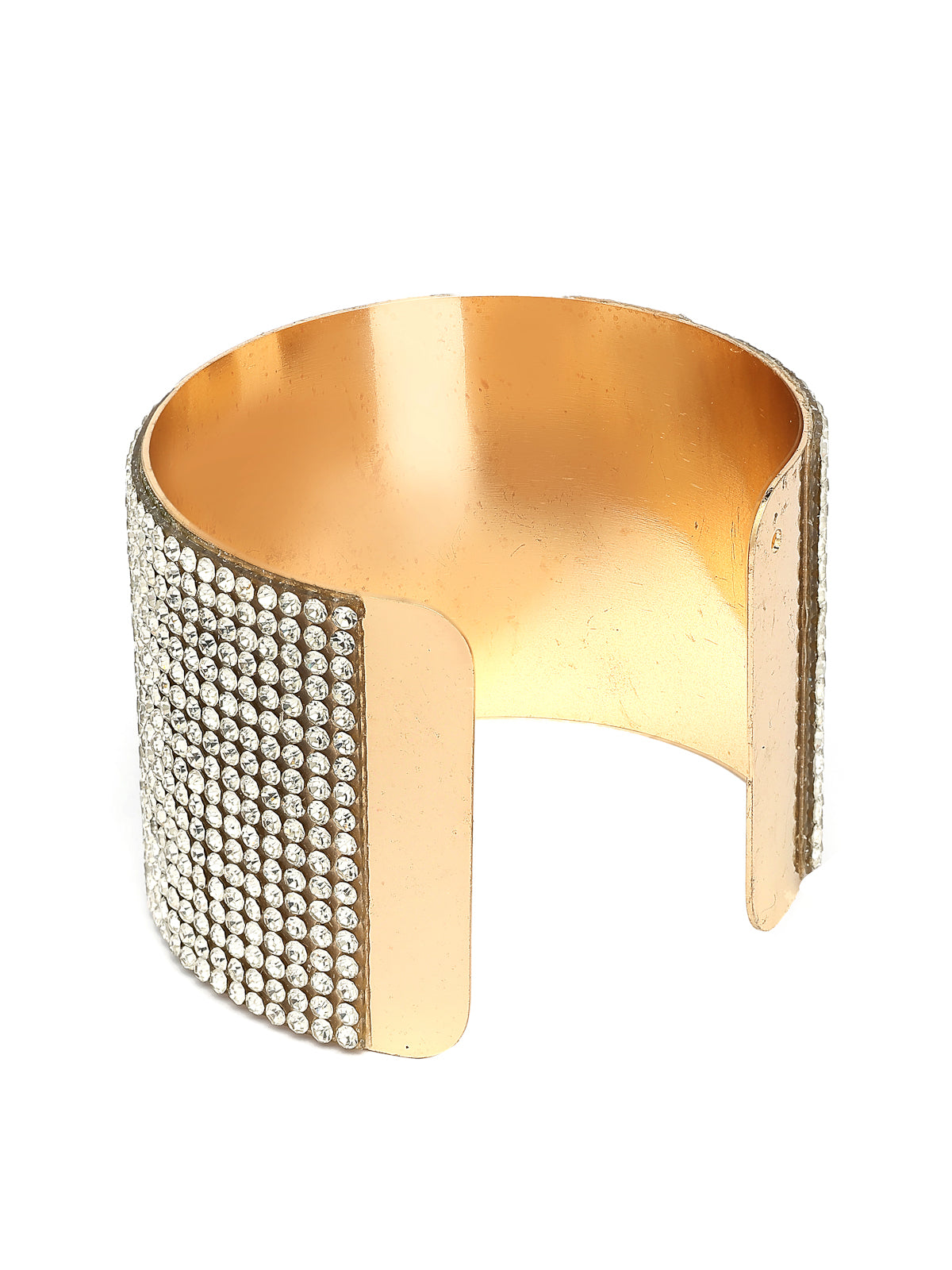 Scintillare By Sukkhi Delicate Fashionable Gold Plated Crystal Diamond Studded Broad Cuff Kada Bangle Bracelet Jewellery for Women & Girls|BC107122